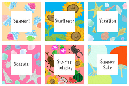 Simple square frame vector illustration with splashes and sandy dotsのイラスト素材