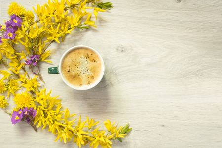 Subject photography of coffee, against a background of different colorsの写真素材
