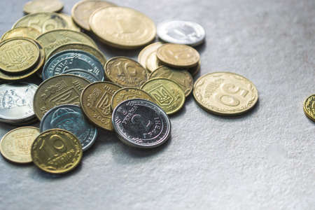 Photo of Ukrainian money, against the background of a stone tableの写真素材