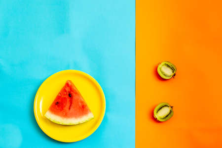 Still life of fruits on a minimalistic backgroundの写真素材