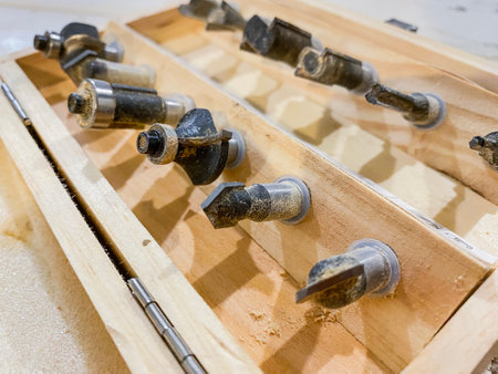 cutters for woodworking, in a special boxの写真素材