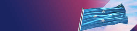 Micronesia Flag waving in the wind. 3d illustration.の写真素材