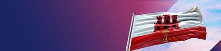 Gibraltar Flag waving in the wind. 3D illustration.の写真素材
