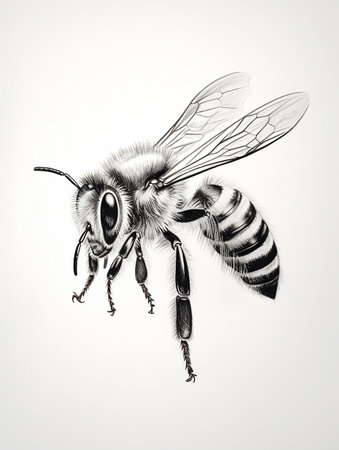 Pencil sketch artwork bee animal drawingの素材