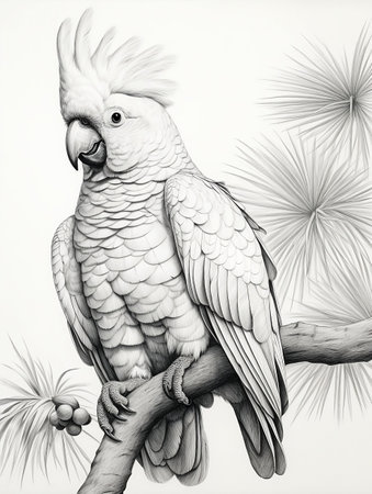 Pencil sketch artwork cockatoo animal drawingの素材