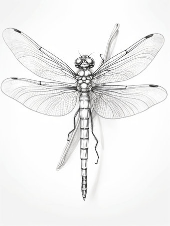 Pencil sketch artwork dragonfly animal drawingの素材