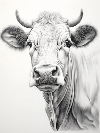 Pencil sketch artwork cow animal drawingの素材
