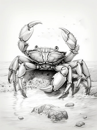 Pencil sketch artwork crab animal drawingの素材
