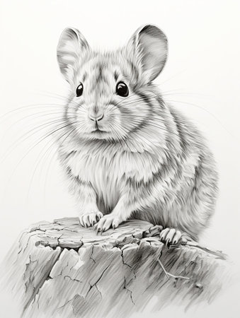 Pencil sketch artwork degu animal drawingの素材