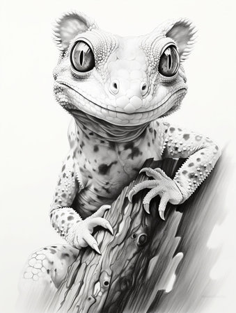 Pencil sketch artwork gecko animal drawingの素材