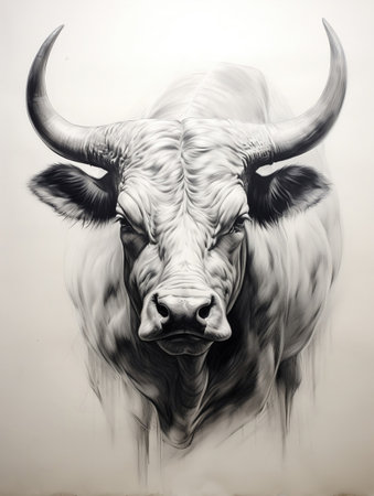 Pencil sketch artwork ox animal drawingの素材