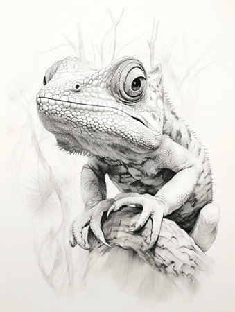 Pencil sketch artwork newt animal drawingの素材