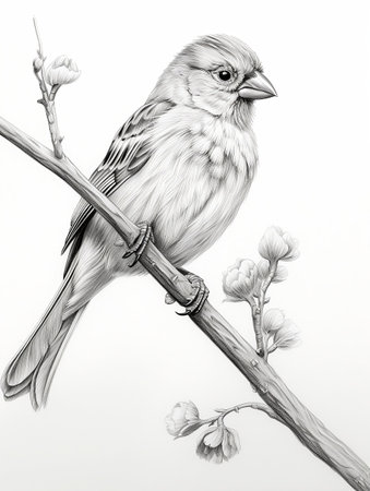 Pencil sketch artwork sparrow animal drawingの素材