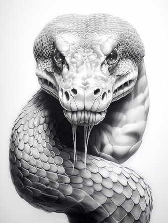 Pencil sketch artwork viper animal drawingの素材