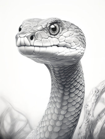 Pencil sketch artwork taipan animal drawingの素材