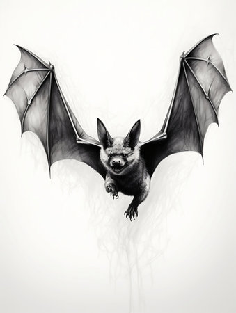 Wallpaper for phone with a pencil sketch artwork bat animal drawingの素材