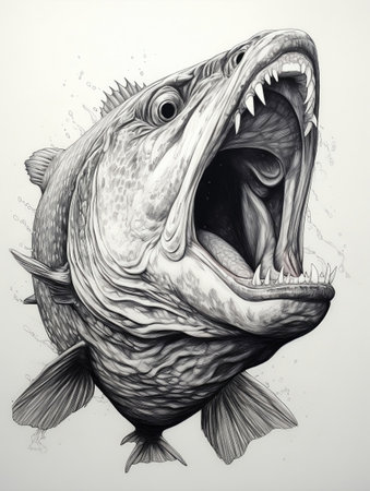Wallpaper for phone with a pencil sketch artwork bluefish animal drawingの素材