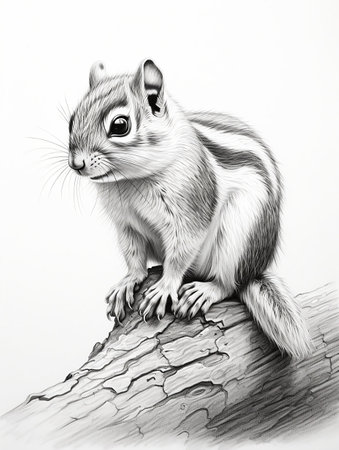 Wallpaper for phone with a pencil sketch artwork chipmunk animal drawingの素材