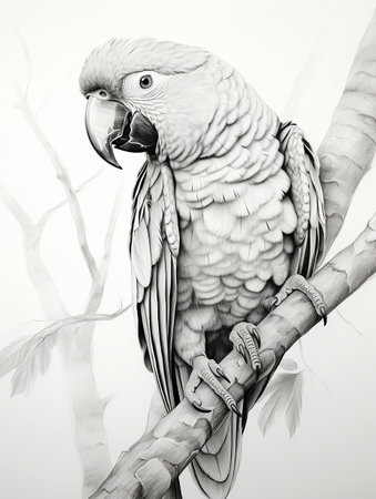 Wallpaper for phone with a pencil sketch artwork parrot animal drawingの素材