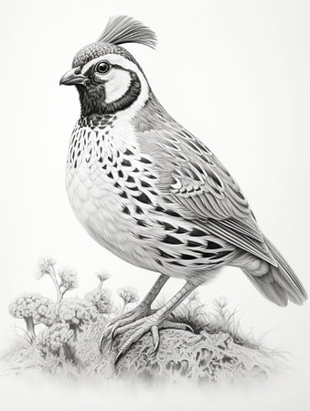 Wallpaper for phone with a pencil sketch artwork quail animal drawingの素材