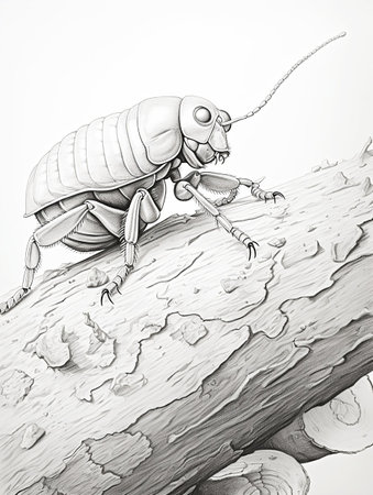 Wallpaper for phone with a pencil sketch artwork woodlouse animal drawingの素材