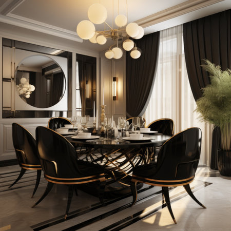 Art deco style interior design of modern dining roomの素材