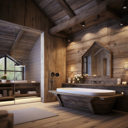 Rustic interior design of modern bathroomの素材