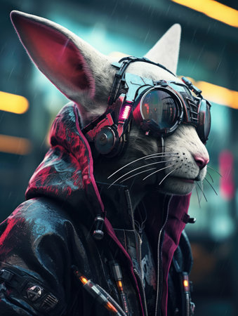 Cyborg jerboa in cyberpunk styleの素材