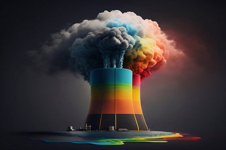 A nuclear power plant pollutes the environmentの素材