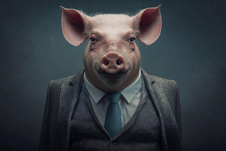 A pig in a business suitの素材