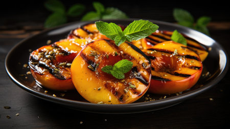 Delicious Plate of Grilled Peachesの素材