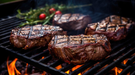 grilled meat on the grillの素材