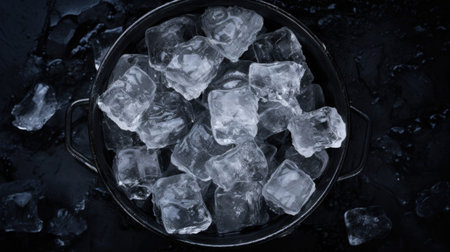 Ice in the bucket with dark backgroundの素材