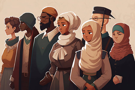 Illustration of a group of people from different countriesの素材
