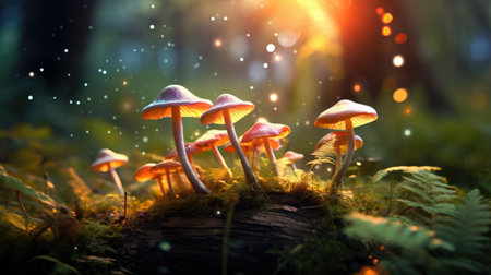 Magic mushrooms in the light.の素材