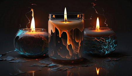 Many different candles on a dark surface. memorial dayの素材