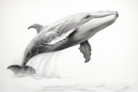 Pencil sketch artwork cute whale drawingの素材