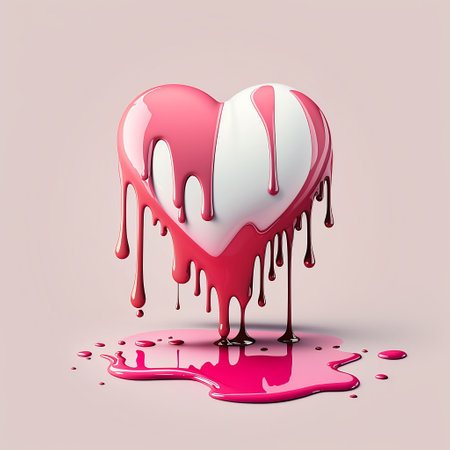 Valentine love concept, Heart with pink paint dripping downの素材