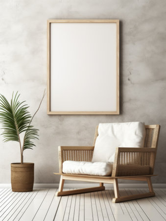 Mock up poster frame in interior background, Scandinavian style, 3D renderの素材