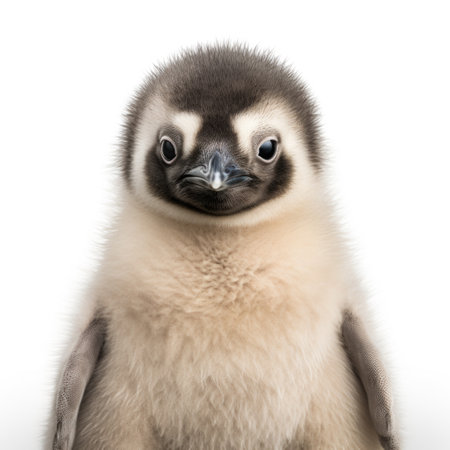 Close-up of a chick of a penguin, isolated on whiteの素材