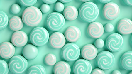 Colorful lollipops on turquoise background. 3d renderingの素材