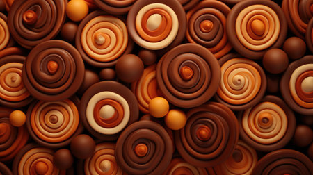 Chocolate candies background. 3d rendering, 3d illustration.の素材