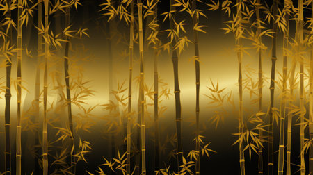 bamboo forest background with golden light and space for your text.の素材