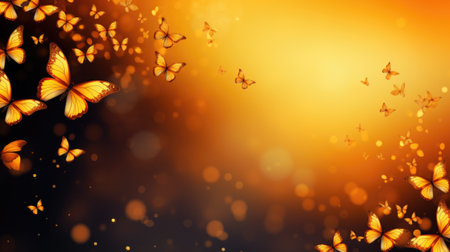 Beautiful butterflies flying in the sky with bokeh effect.の素材