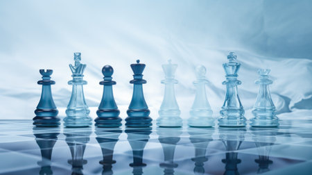 Chess business concept, leader & success,blue and black backgroundの素材