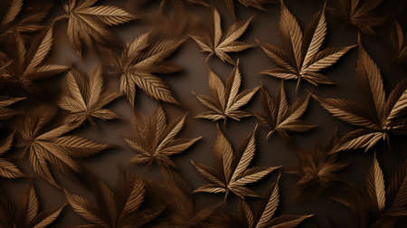 Cannabis leaf background. Marijuana leaf pattern. Cannabis leaves on dark background.の素材