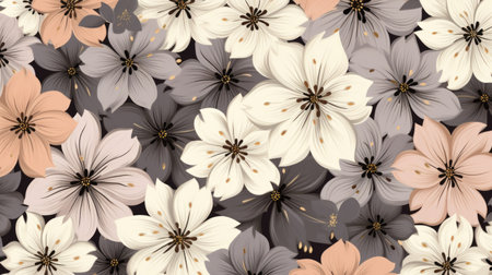 Seamless floral pattern with hand drawn flowers. vector illustration.の素材