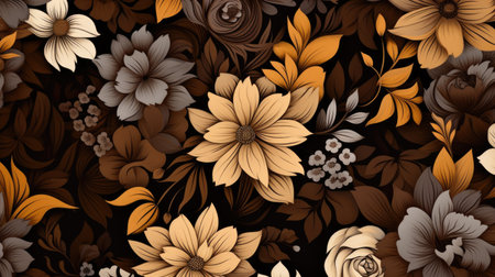 Seamless floral pattern with flowers and leaves. vector illustration.の素材