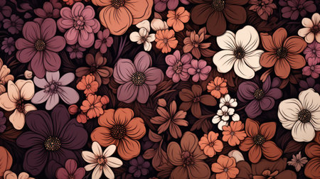 Seamless floral pattern with hand drawn flowers. vector illustration.の素材