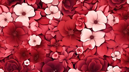 Seamless pattern of red and white flowers. Vector illustration.の素材